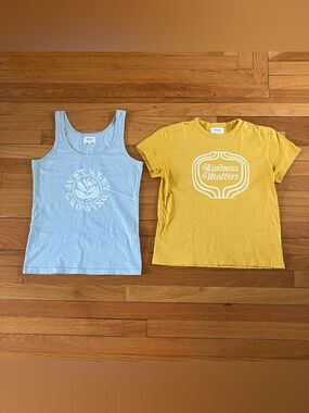WVN Yellow Green Organic Cotton Sustainable Graphic Tee T-Shirt Tank Top Small